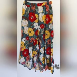 Indigo Rose Floral Hi-Low Skirt